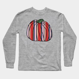 Halloween Horror Pumpkin Red Blue Stripes Long Sleeve T-Shirt